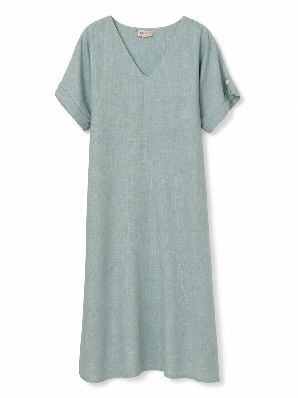 Nomad The Label Premium Linen V-Neck Maxi Dress in Seafoam Green NWOT
